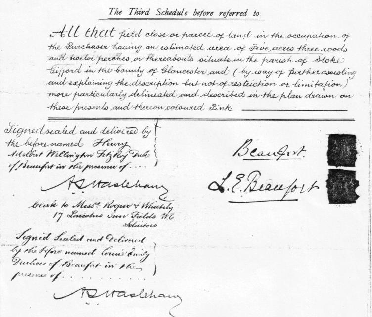 Sale deed for the  Beaufort Arms 1916