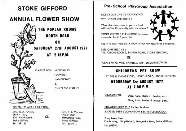 
Photo of Stoke Gifford Field day programme