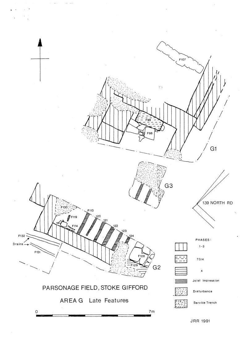 Excavations at Parsonage Fields map of late features