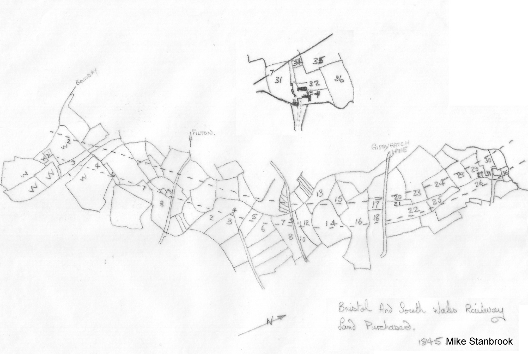 Map of land taken for railway