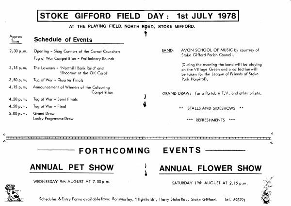
Photo of Stoke Gifford Field day programme