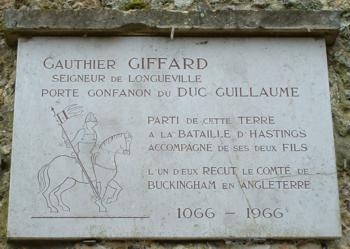 Photo of Osborne Gifford plaque on castle wall in France