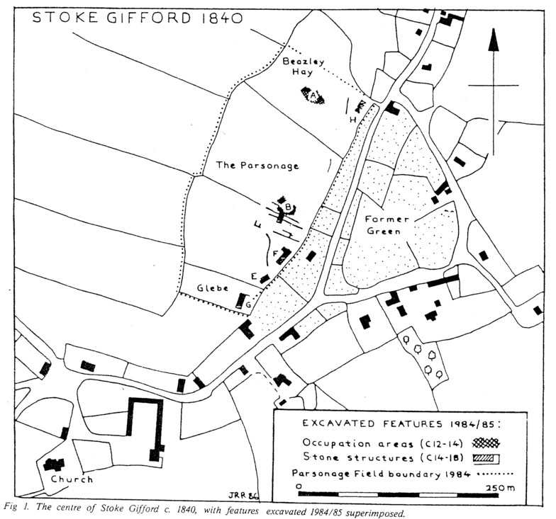 Excavations at Parsonage Fields - proposed map in 1840